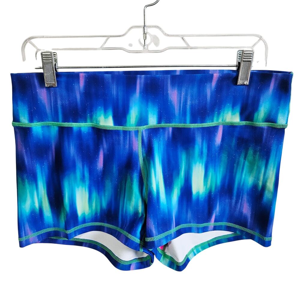 Peachy Athletic XL Serenity Crossfit Shorts Blue Oceanic Swirl Wave Mermaidcore